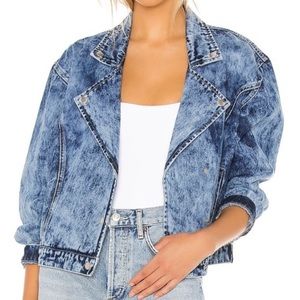 SUPERDOWN Acid wash denim moto jacket - rumi